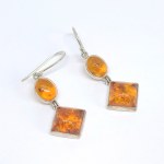 Silver Earrings with Natural Amber