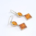 Silver Earrings with Natural Amber