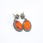 Silver Earrings with Natural Amber