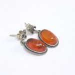 Silver Earrings with Natural Amber