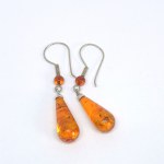 Silver Earrings with Natural Amber