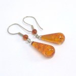Silver Earrings with Natural Amber