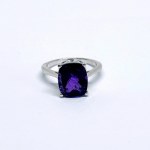 Silver ring with a large natural amethyst
