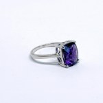 Silver ring with a large natural amethyst