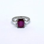 Silver Ring with a Natural Ruby and White Sapphires
