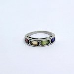 Silver ring with natural peridot, citrine, amethyst, and garnet