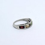 Silver ring with natural peridot, citrine, amethyst, and garnet