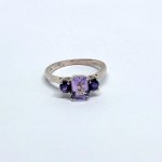 Silver ring with natural amethysts