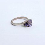 Silver ring with natural amethysts