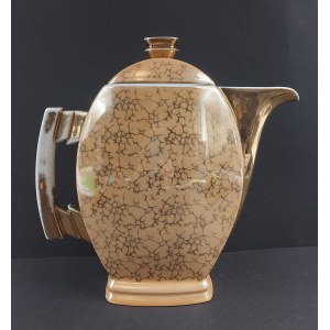Bogdan Wendorf. Ćmielów. Porcelain teapot from the Płaski set. Marbled pattern. Art Deco