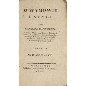 POTOCKI S. – O výslovnosti a stylu. Sv. 4, část 2. 1815