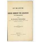 RADZISZEWSKI, B. - Rymanów. Chemical Analysis of Medicinal Waters... Krosno, 1896