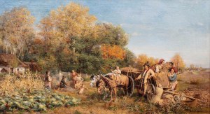 Hipolit Lipiński (1846 Nowy Targ - 1884 Kraków), Jesień, W jesieni, Kopanie kartofli, Jesienne roboty w polu, 1882 r.