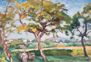 Wojciech Weiss (1875 Leorda na Bukowinie - 1950 Kraków), Pejzaż z ogrodu artysty w Kalwarii Zebrzydowskiej, ok. 1915-1920