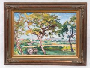 Wojciech Weiss (1875 Leorda na Bukowinie - 1950 Kraków), Pejzaż z ogrodu artysty w Kalwarii Zebrzydowskiej, ok. 1915-1920