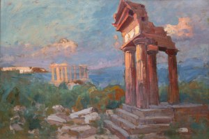 Bronisława Rychter-Janowska (1868 Kraków - 1953 tamże), Dolina świątyń w Agrigento na Sycylii (Girgenti), 1913 r.