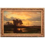 Adrianus van Everdingen (1832, Utrecht – 1912, Utrecht), At Sunset, 1861