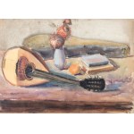 Abraham Weinbaum (1890 Kamieniec Podolski – 1943 Sobibór), Still Life with Fruit and a Bottle / Still Life with a Mandolin (double-sided work), ca. 1935