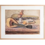 Abraham Weinbaum (1890 Kamieniec Podolski – 1943 Sobibór), Still Life with Fruit and a Bottle / Still Life with a Mandolin (double-sided work), ca. 1935