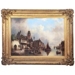 Ludwig Hermann (1812, Greifswald – 1881, Berlin), In a Small Port Town, 1854