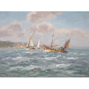 Eugeniusz Dzierzencki (1905 Varsavia - 1990 Sopot), Verso la riva, 1976.