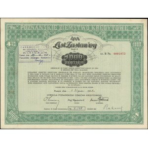 Poznań Credit Union, 4 1/2% mortgage bond for 1,000 zlotys, July 1, 1935, Poznań