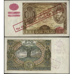 Poland, counterfeit overprint on a 100 zlotych banknote, Nov. 9, 1934, BE