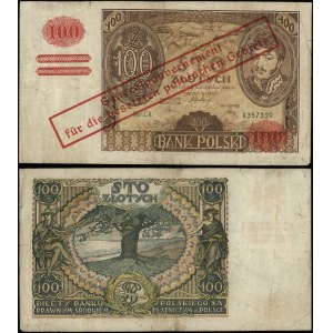 Poland, counterfeit overprint on a 100-zlotych banknote, November 9, 1934, CK
