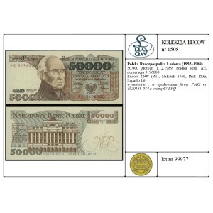 50,000 zlotys, December 1, 1989, AE