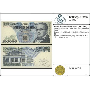 100,000 zlotys, February 1, 1990, AG