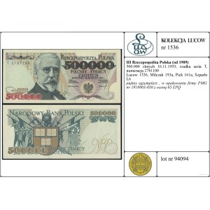 500,000 zlotys, November 16, 1993, T
