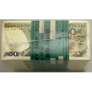 Poland, bundle of 1,000 50-zloty banknotes, Dec. 1, 1988, HS