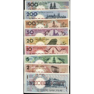 Poland, complete set of banknotes from the Polish Cities series, March 1, 1990