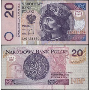 Poland, 20 zlotych, March 25, 1994, ZA