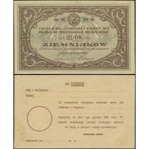 Warsaw, voucher for 200 pounds of potatoes, valid from October 29, 1917, to March 29, 1918