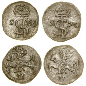 Poland, set of 2 x 2 denars, 1569, 1570, Vilnius