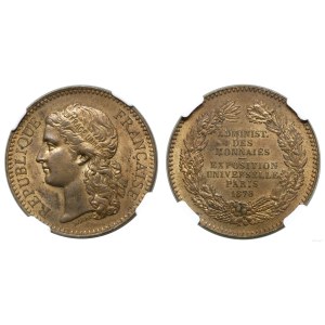 France, commemorative token minted for the World's Fair in Paris, 1878
