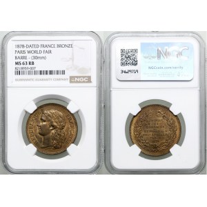 France, commemorative token minted for the World's Fair in Paris, 1878