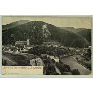 POŠTOVÁ KARTIČKA – Bardo. Pohľad na Warthaberg a zosuv pôdy – 1908