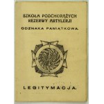 ID card. Reserve Artillery Cadet School. Commemorative Badge – 1934 [in excellent condition]