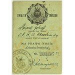 ID Card. Strzelecki Association. Włodzimierz-Wołyń County Headquarters — 1934