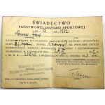 ID Card. Certificate for the State Sports Badge — Katowice 1932