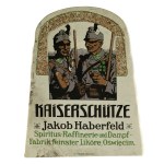 Pre-war "Kaiserschutze" label from the Jakób Haberfeld company—Oświęcim [vodka, cognac, alcohol]