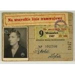 Discounted monthly pass. Train ticket - Kraków 1947