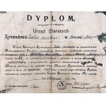 Diploma. Council of Elders. Meeting of the Shoemakers’ Guild. Award — Certificate of Proficiency in the Art of Shoemaking — Brzesko, 1927