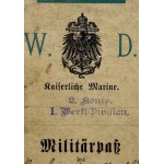 Militarpass. Nemecký dokument opisujúci priebeh vojenskej služby. 1906–1914 [lodná divízia]