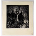 JAKUBOWSKI, Stanisław (1885–1964) — A Shrine at Night [woodcut]