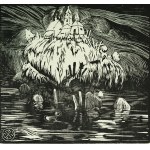 JAKUBOWSKI, Stanisław (1885–1964) — Church on an Island [woodcut]