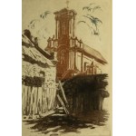 JAKUBOWSKI, Stanisław (1885–1964) – View of the Church [woodcut]