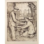 Józef PIENIĄŻEK (1888–1953) — Air-cleaning workers at the Rozbark mine in Bytom — 1950 [22x29 cm]